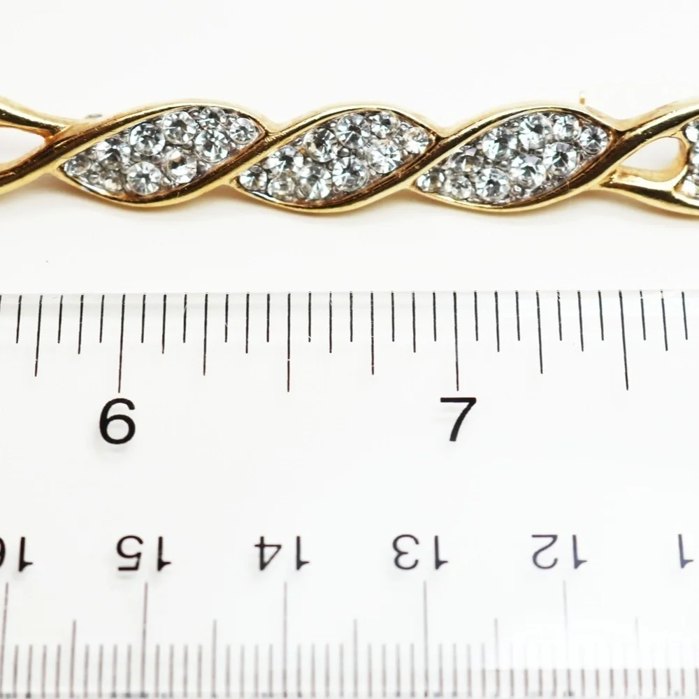80s TRIFARI Gold & Austrian Crystal Brooch/Tie Pin
